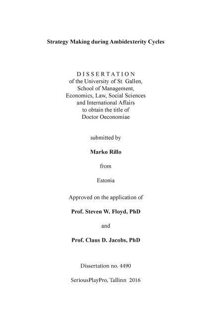 Vorderes Coverbild Strategy Making during Ambidexterity Cycles