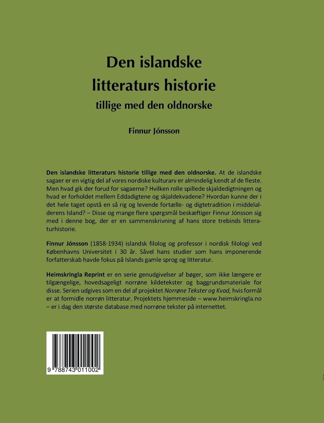 Rückseitencover Den islandske litteraturs historie