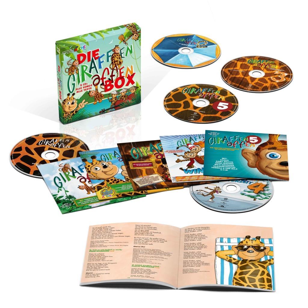Vorderes Coverbild Die Giraffenaffen Box-5 CDs mit Songs und Texten