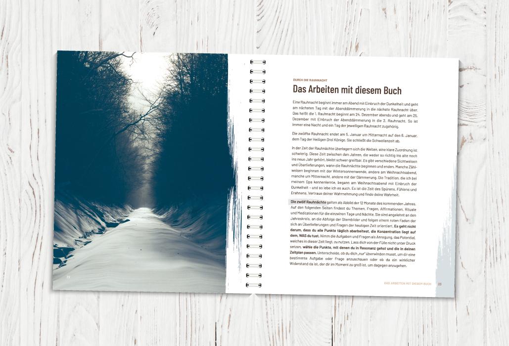 Beispielinhalt (Bild) Die Rauhnächte - Im Fluss der Zeiten: Ein Workbook für die 12 heiligen Nächte mit viel Raum für eigene Notizen