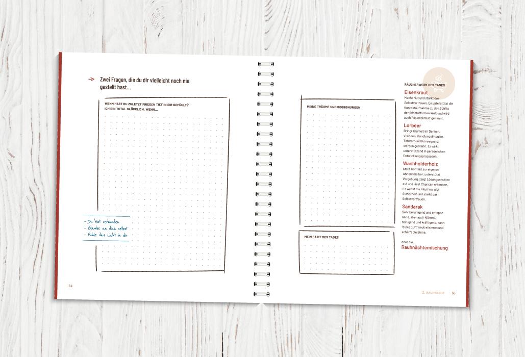 Beispielinhalt (Bild) Die Rauhnächte - Im Fluss der Zeiten: Ein Workbook für die 12 heiligen Nächte mit viel Raum für eigene Notizen