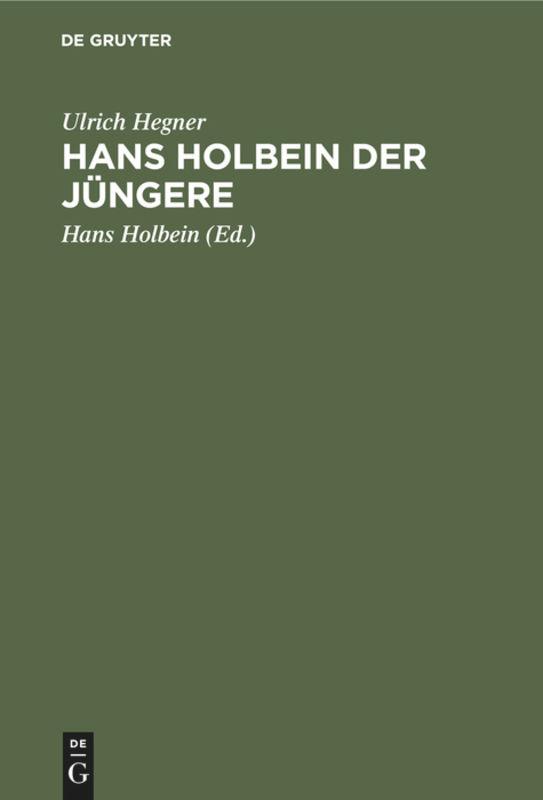 Vorderes Coverbild Hans Holbein der Jüngere