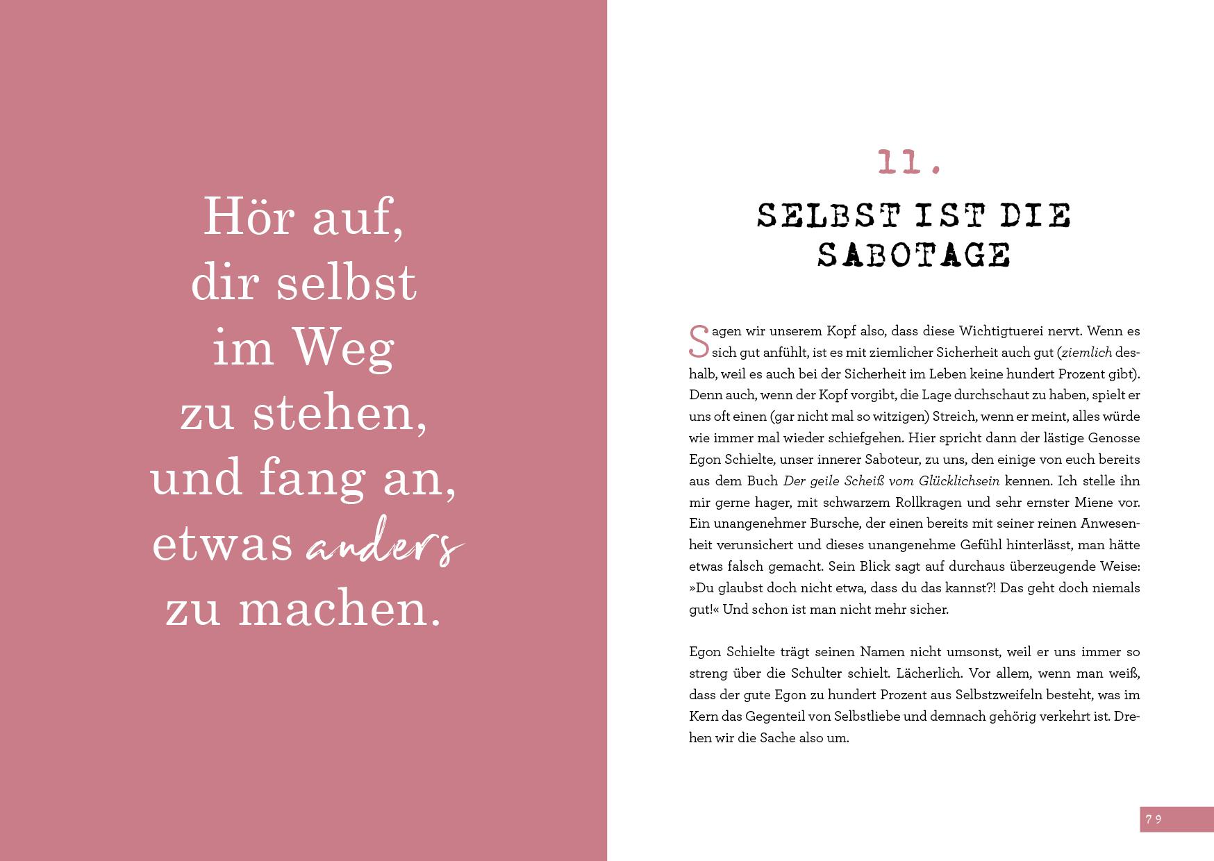 Beispielinhalt (Bild) Der geile Scheiß vom Glücklichsein - Mein Buch. Mein Leben.