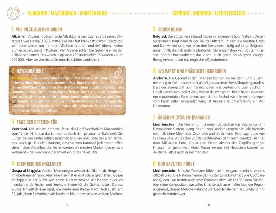 Beispielinhalt (Bild) Unnützes Wissen für Weltenbummler