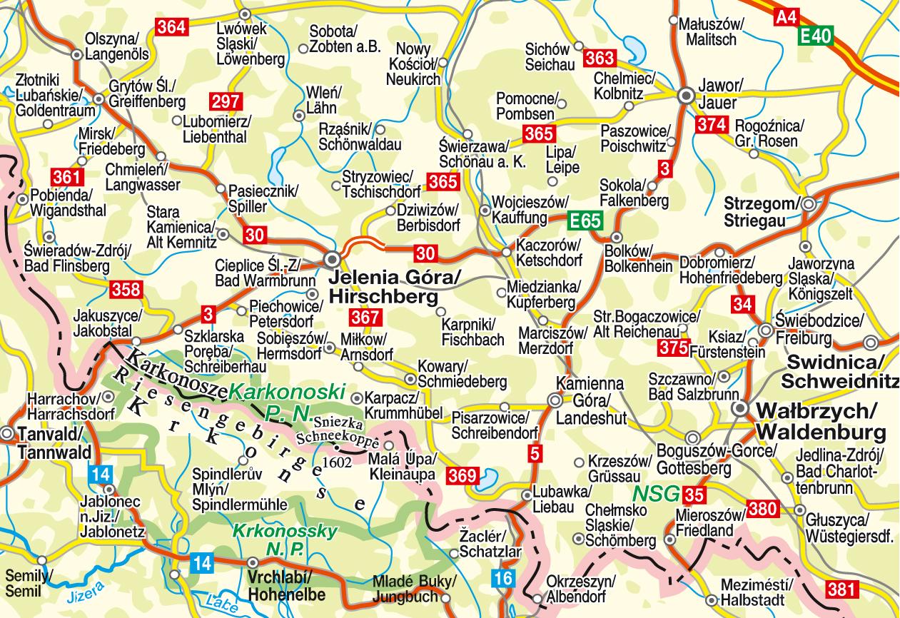 Beispielinhalt (Bild) Höfer Polen/Tschechien CR 303. Riesengebirge 1:100 000. Straßenkarte