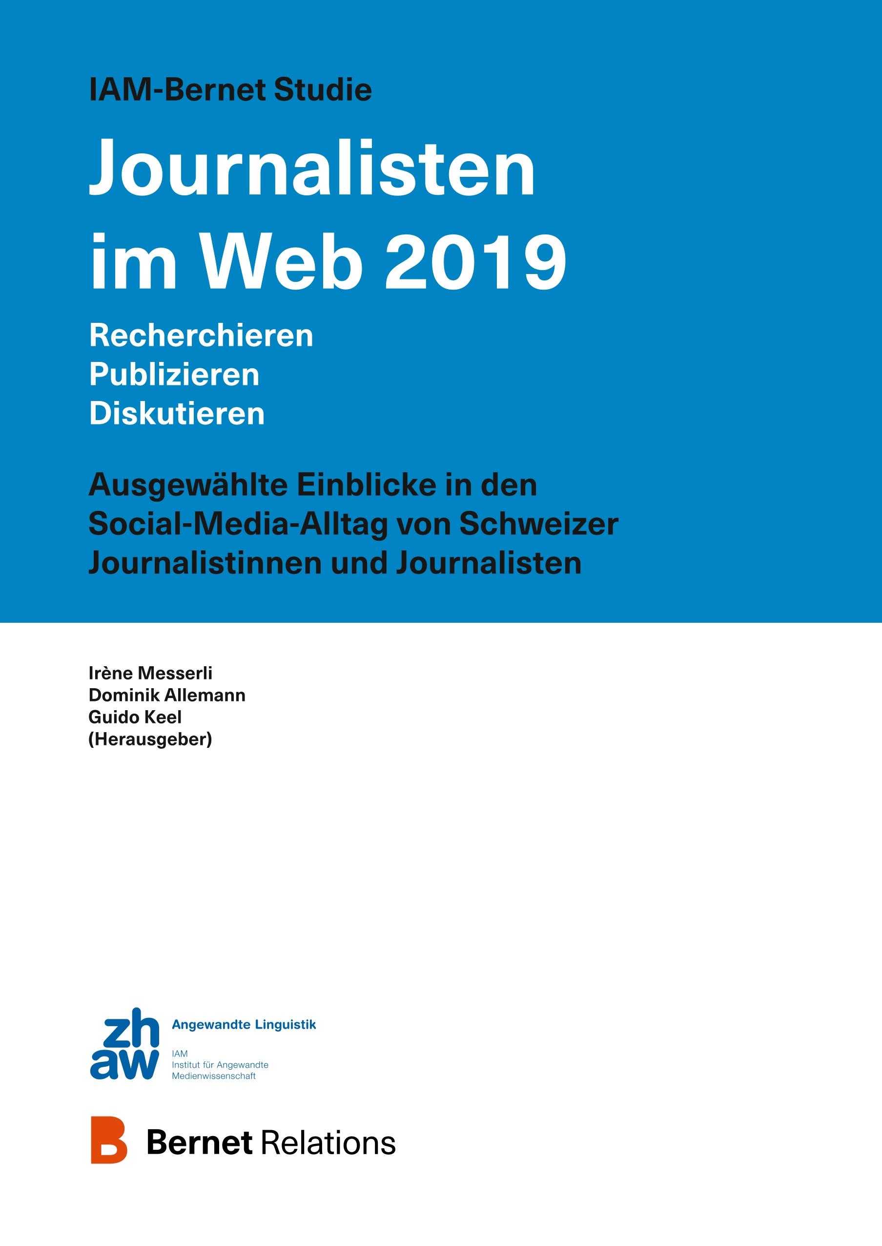 Vorderes Coverbild IAM-Bernet Studie Journalisten im Web 2019