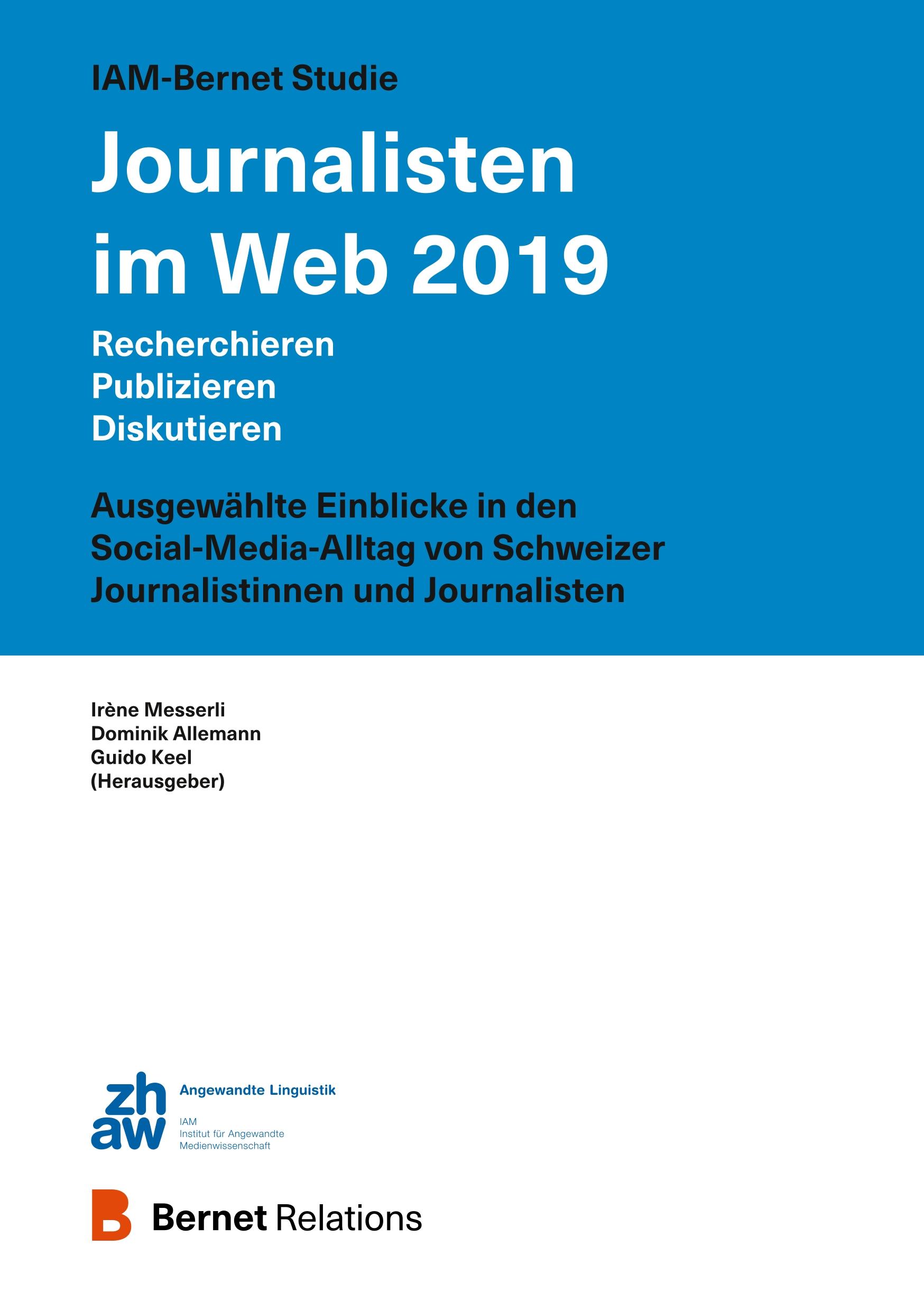 Vorderes Coverbild IAM-Bernet Studie Journalisten im Web 2019