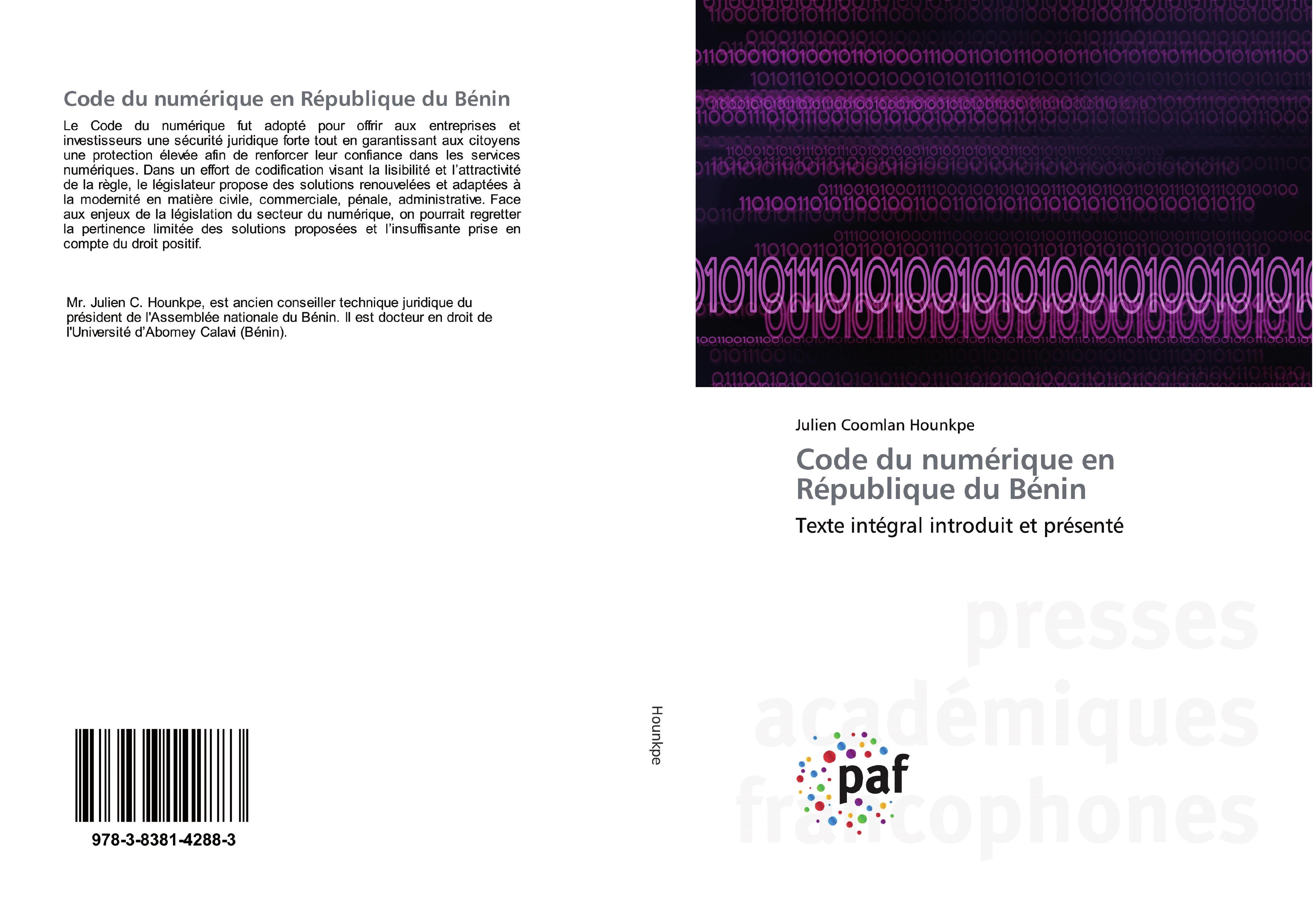 Vorderes Coverbild Code du numérique en République du Bénin