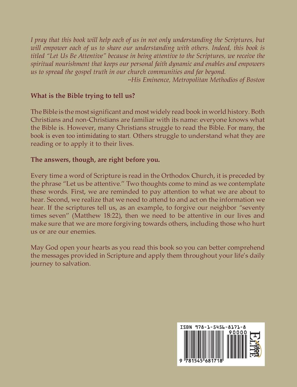 Rückseitencover Let Us Be Attentive: Reflections on the Sunday and Feast Day Scripture Readings of the Orthodox Church