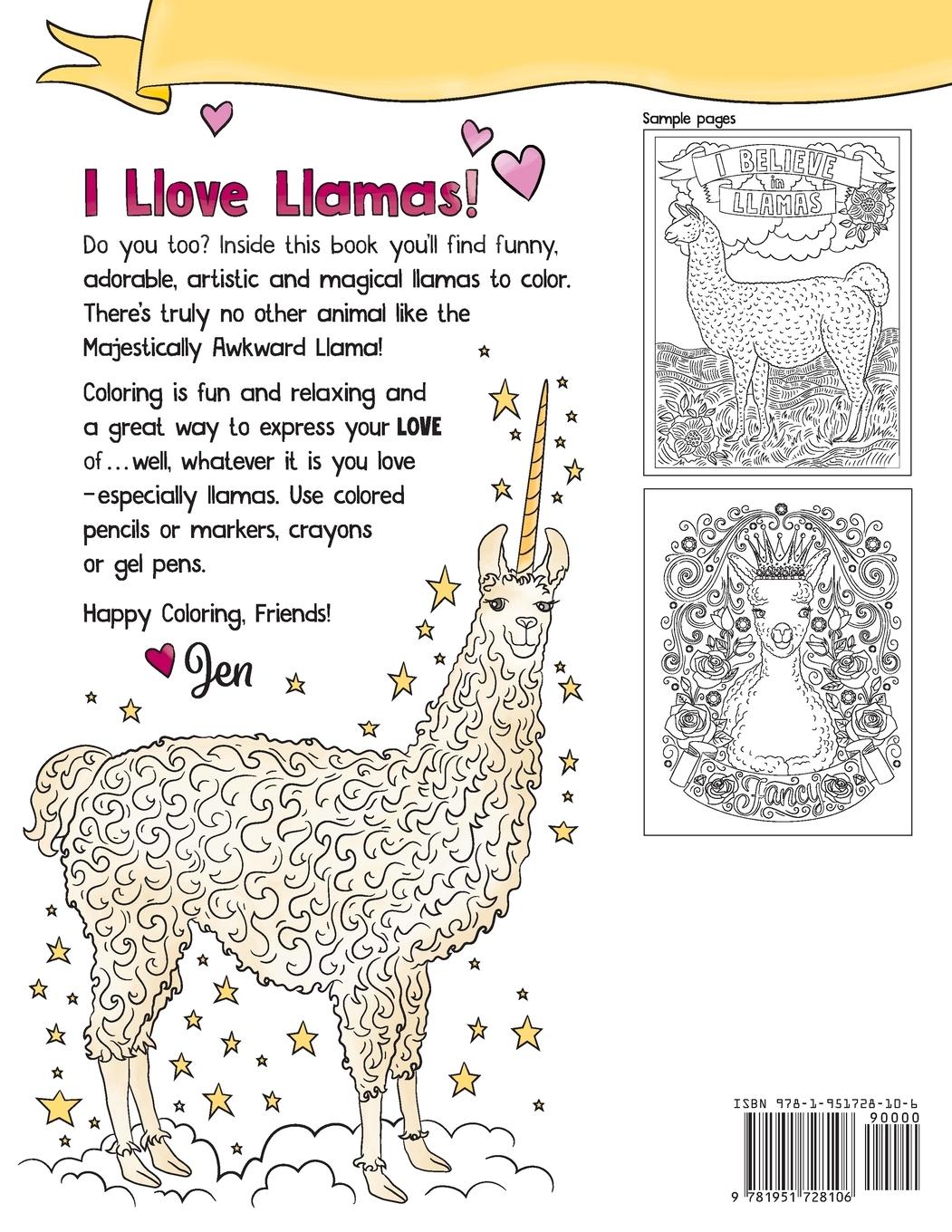Rückseitencover I Llove Llamas Coloring Book