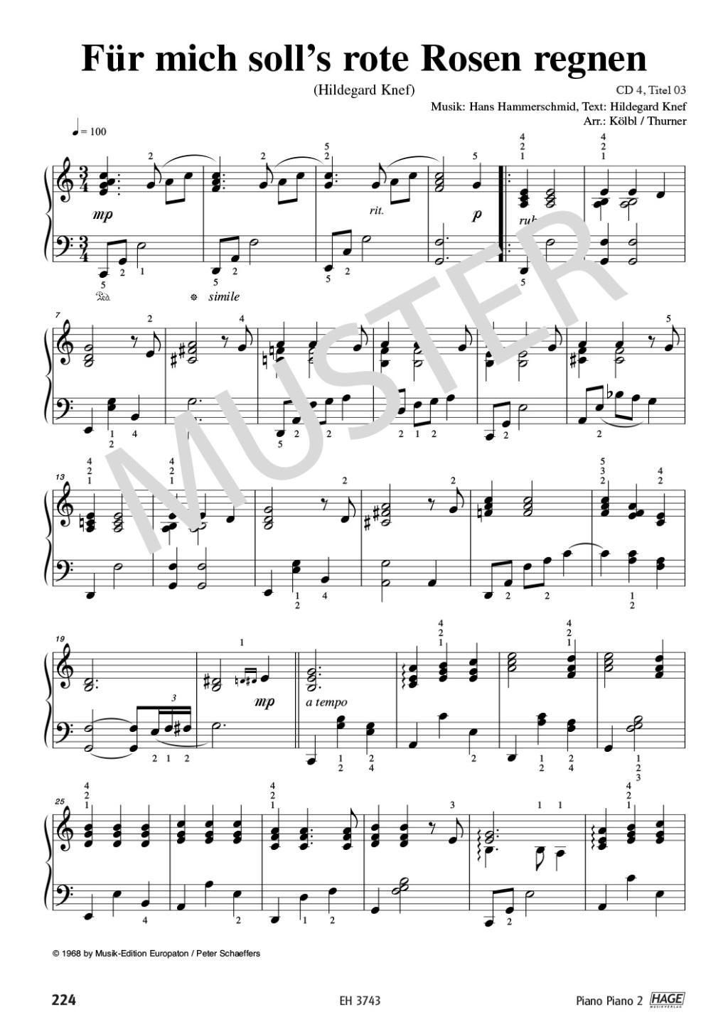 Beispielinhalt (Bild) Piano Piano 2 mittelschwer (mit 4 CDs)