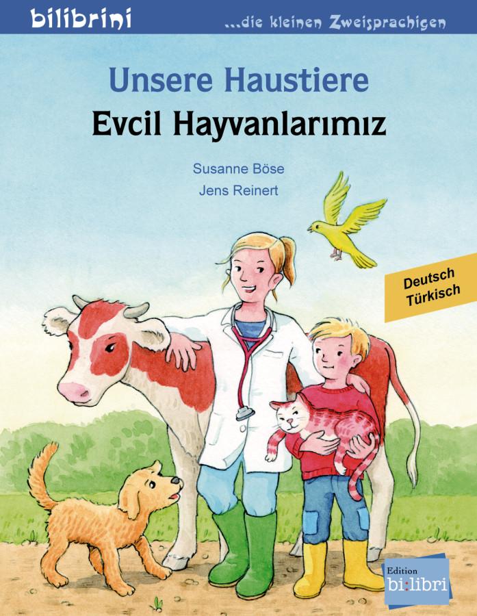 Vorderes Coverbild Unsere Haustiere. Kinderbuch Deutsch-Türkisch