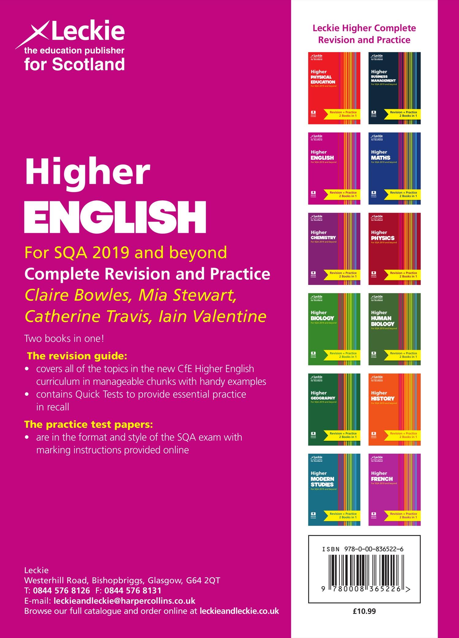 Rückseitencover Complete Revision and Practice Sqa Exams - Higher English Complete Revision and Practice
