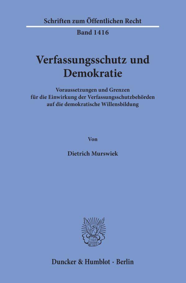 Vorderes Coverbild Verfassungsschutz und Demokratie