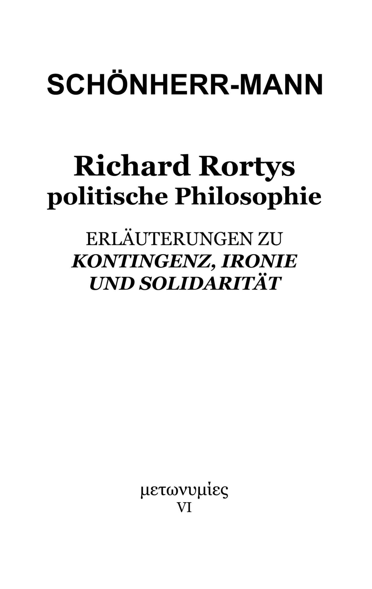Vorderes Coverbild Richard Rortys politische Philosophie