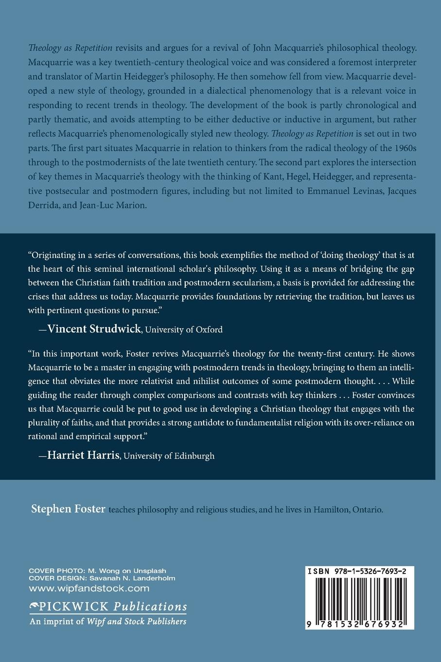 Rückseitencover Theology as Repetition