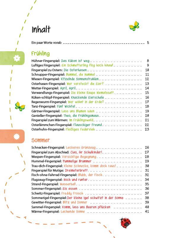 Beispielinhalt (Bild) Das Kita-Jahreszeitenbuch Fingerspiele