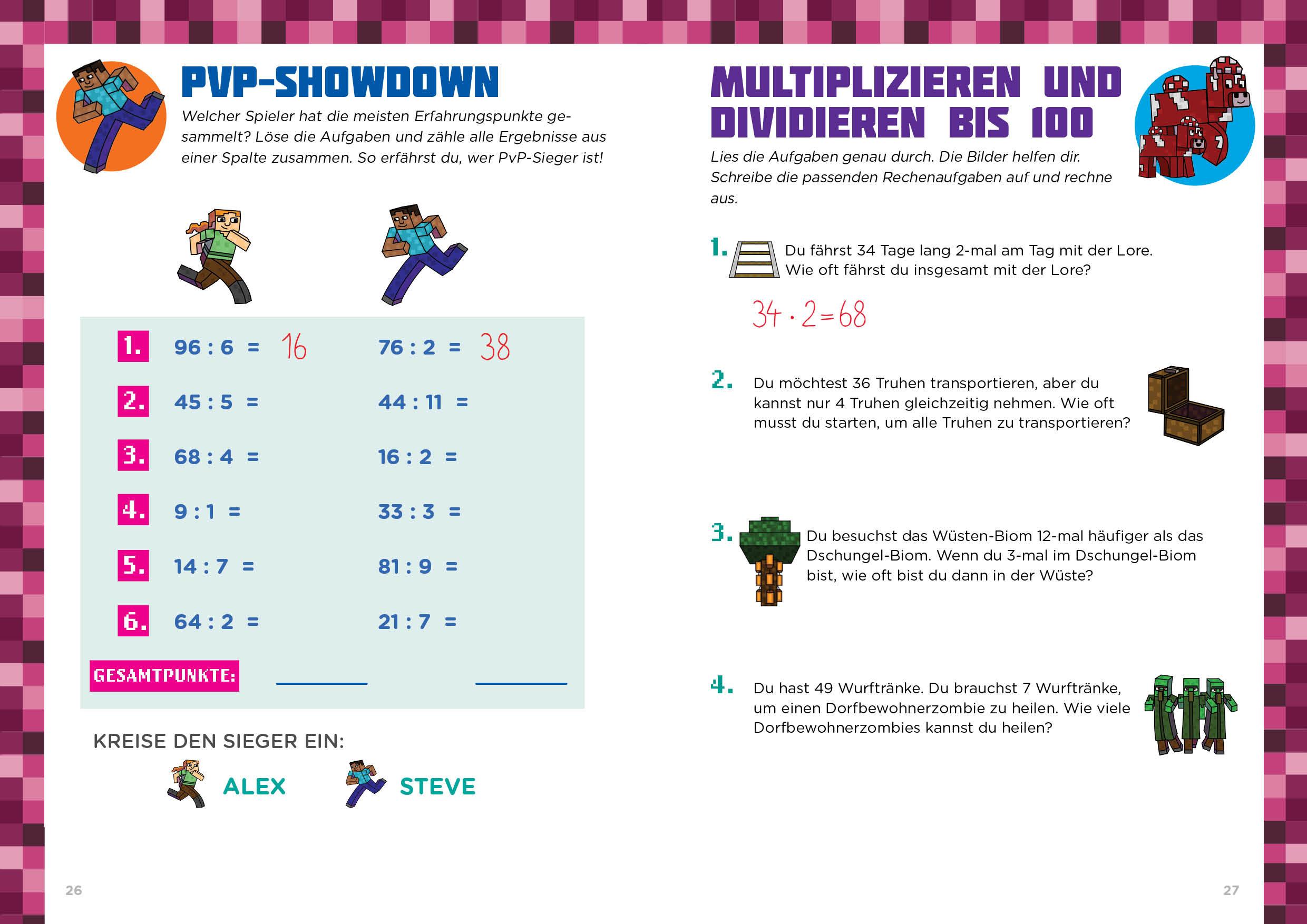 Beispielinhalt (Bild) Mathe für Minecrafter - Textaufgaben 3. und  4. Klasse