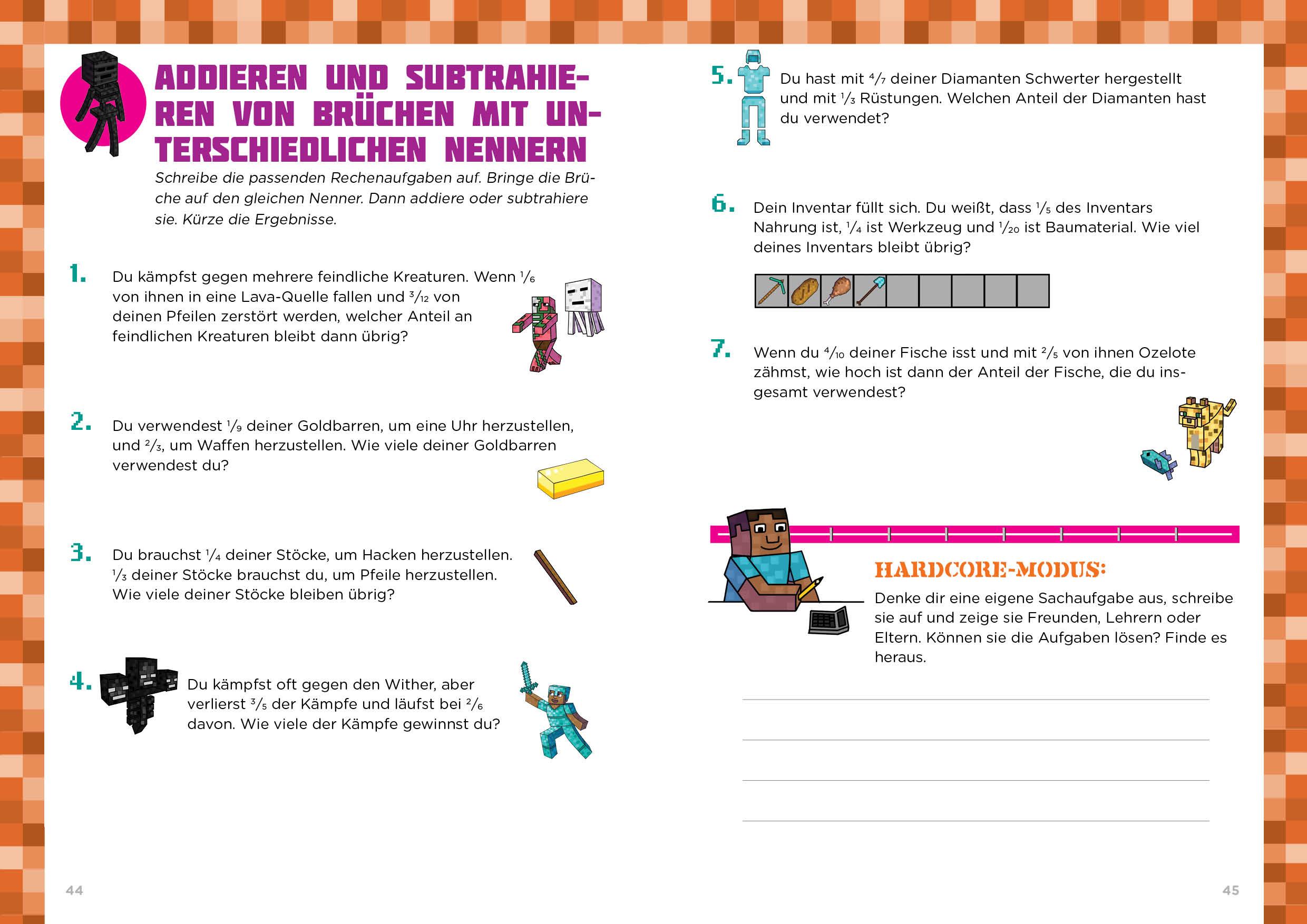 Beispielinhalt (Bild) Mathe für Minecrafter - Textaufgaben 3. und  4. Klasse