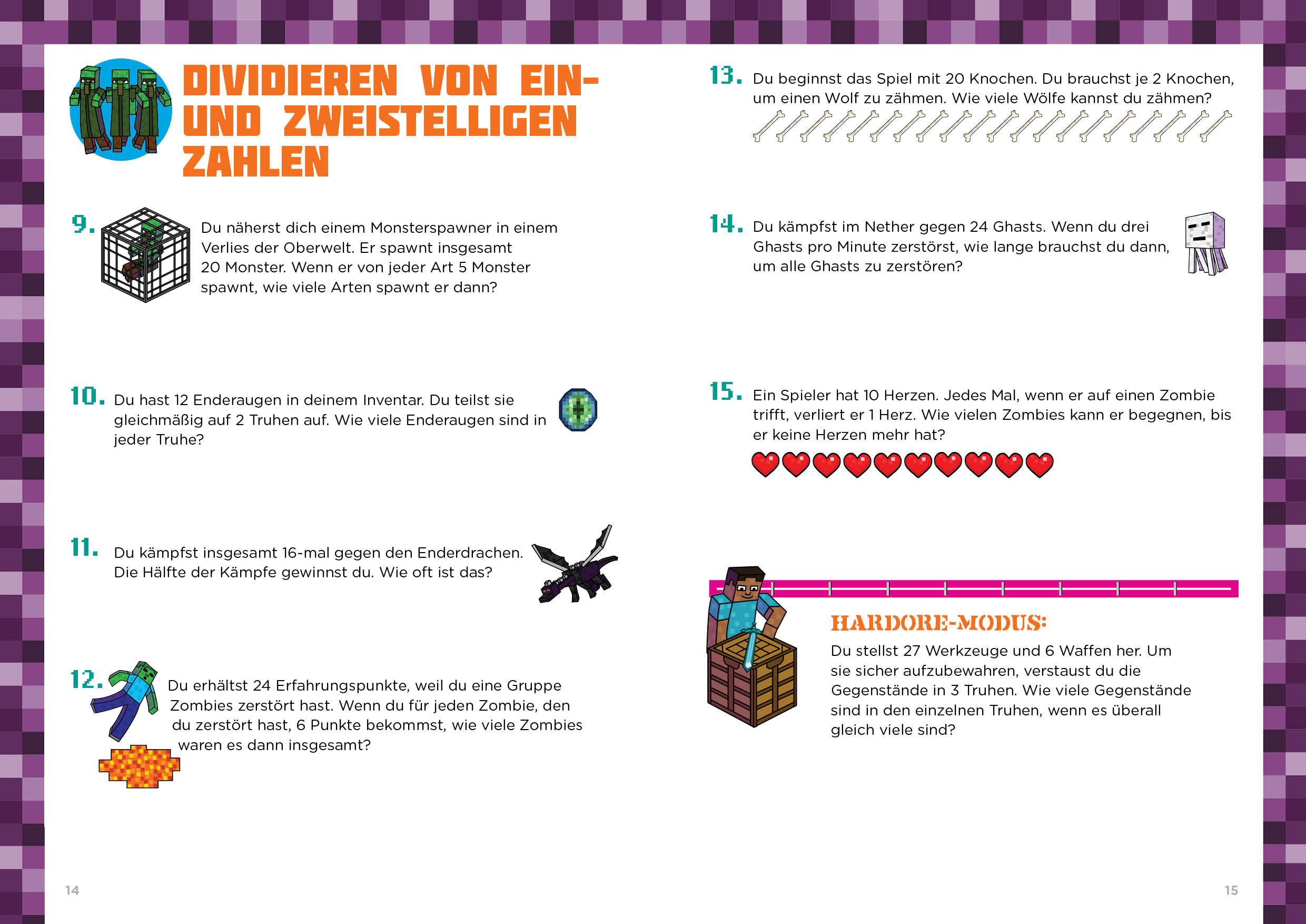 Beispielinhalt (Bild) Mathe für Minecrafter - Textaufgaben 3. und  4. Klasse