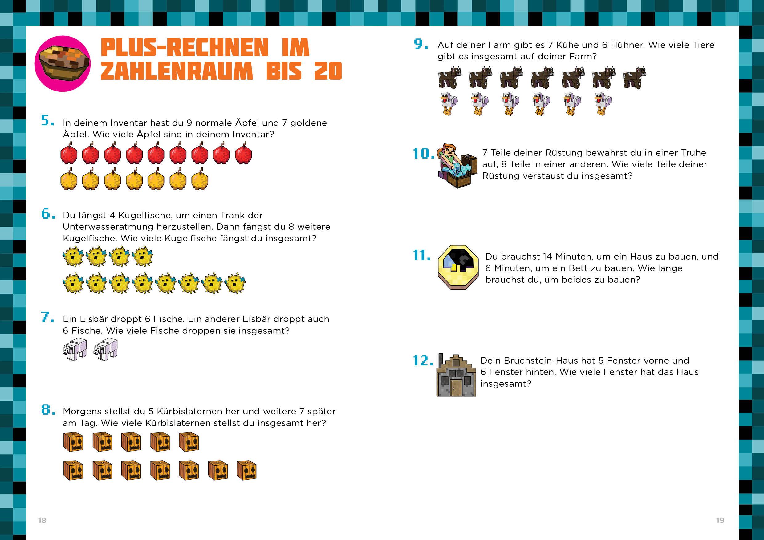 Beispielinhalt (Bild) Mathe für Minecrafter - Textaufgaben 1. und 2. Klasse