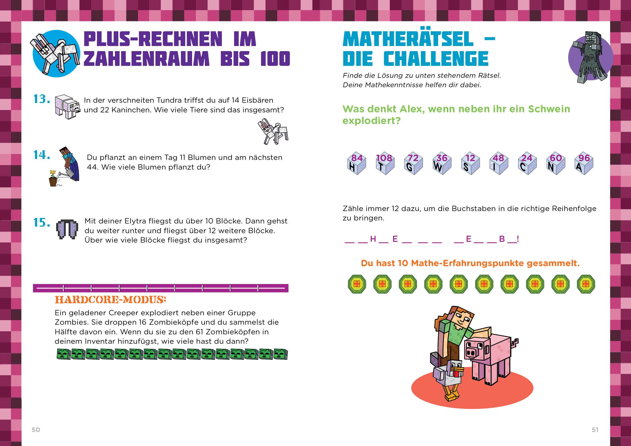 Beispielinhalt (Bild) Mathe für Minecrafter - Textaufgaben 1. und 2. Klasse