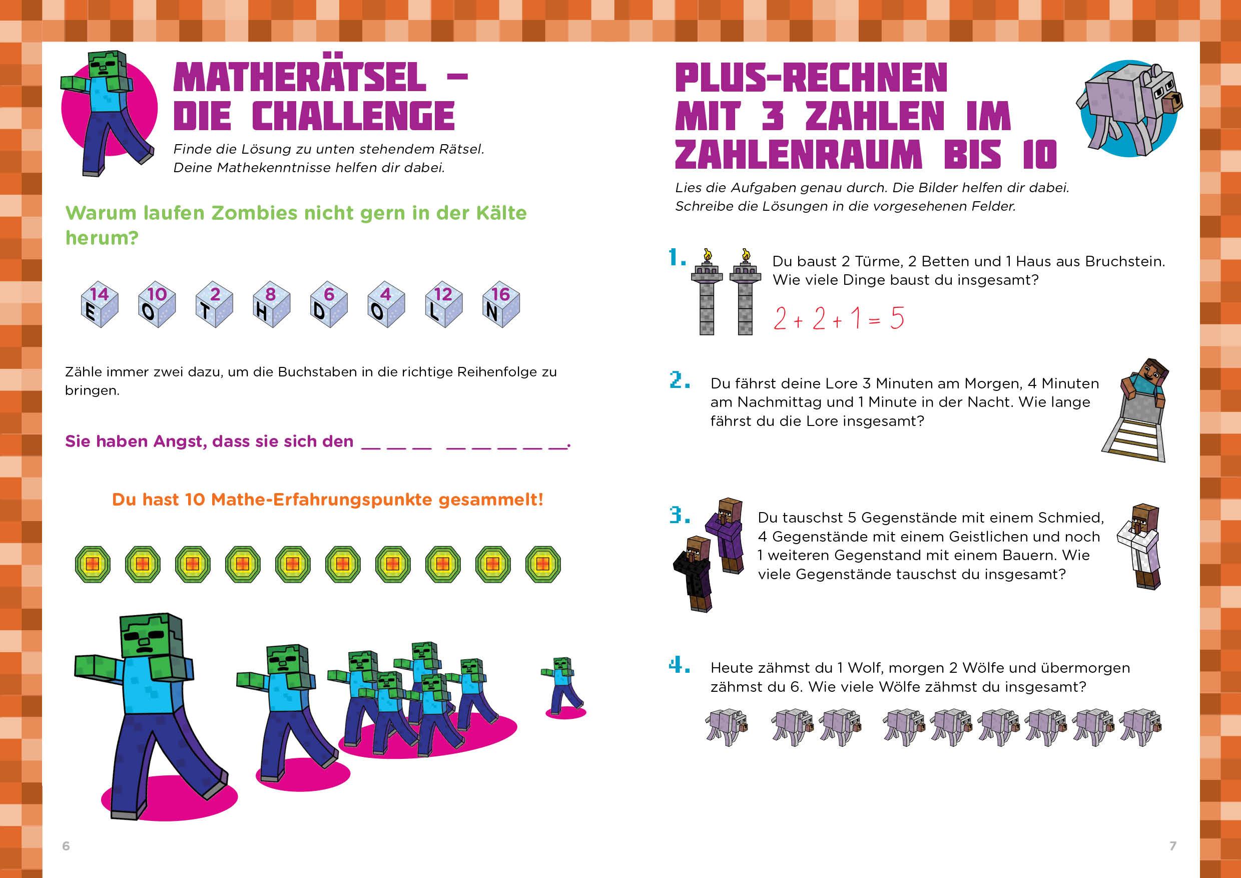 Beispielinhalt (Bild) Mathe für Minecrafter - Textaufgaben 1. und 2. Klasse