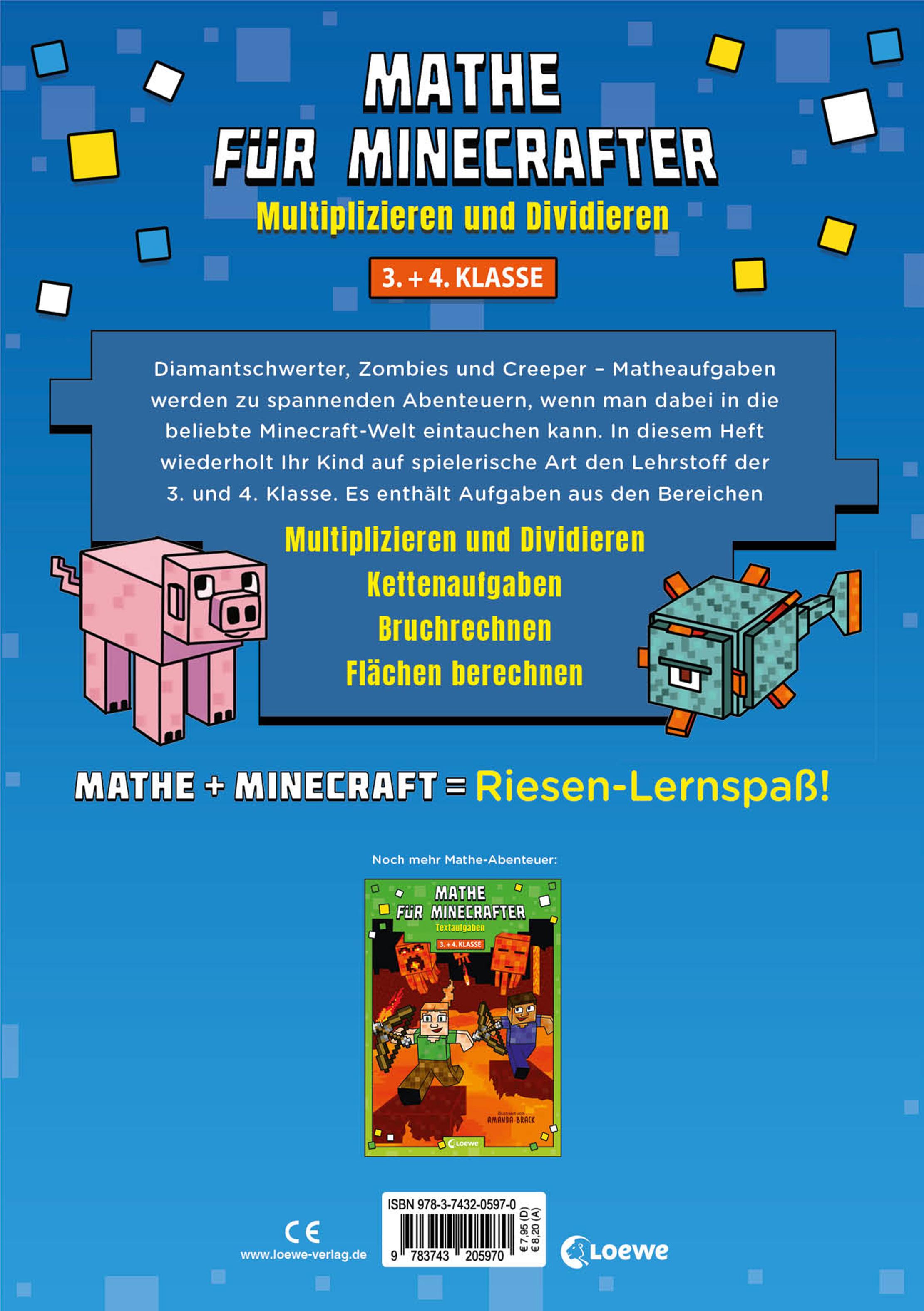 Rückseitencover Mathe für Minecrafter - Multiplizieren und Dividieren