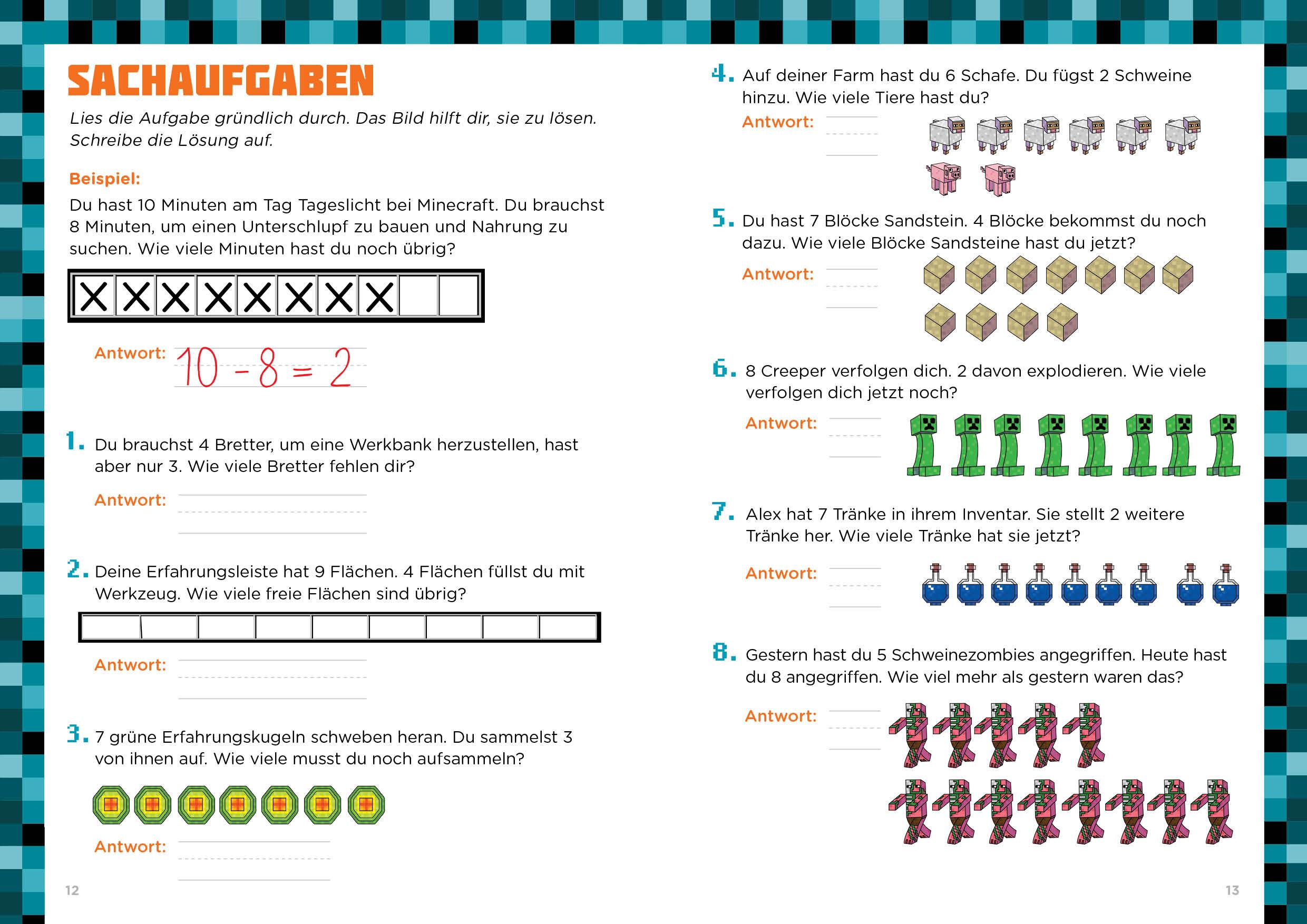 Beispielinhalt (Bild) Mathe für Minecrafter - Plus und Minus