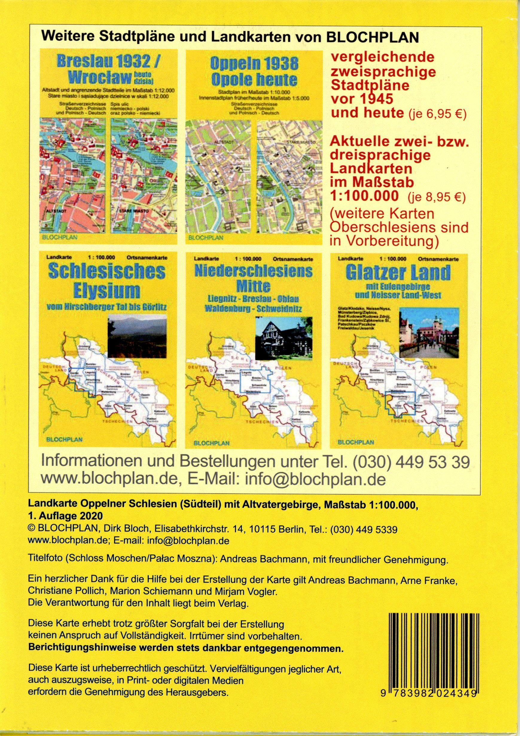 Beispielinhalt (Bild) Landkarte Oppelner Schlesien (Südteil) mit Altvatergebirge 1:100.000