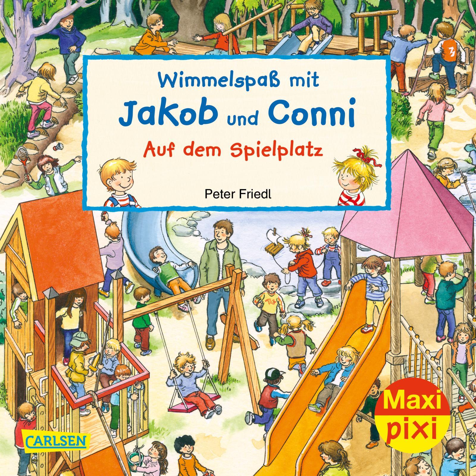 Vorderes Coverbild Maxi Pixi 320: VE 5 Wimmelspaß mit Jakob und Conni: Auf dem Spielplatz (5 Exemplare)