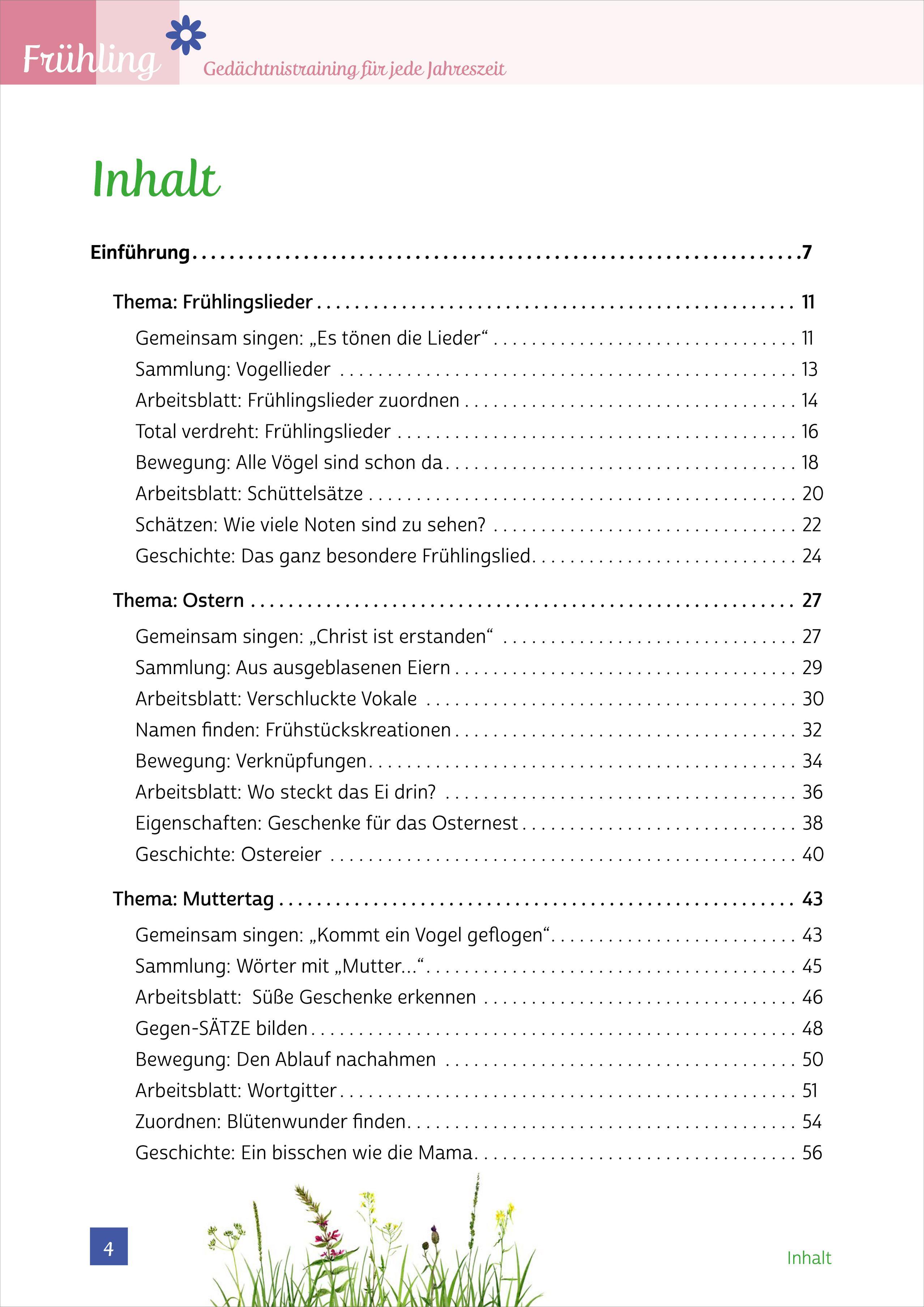 Beispielinhalt (Bild) Gedächtnistraining für jede Jahreszeit - Frühling