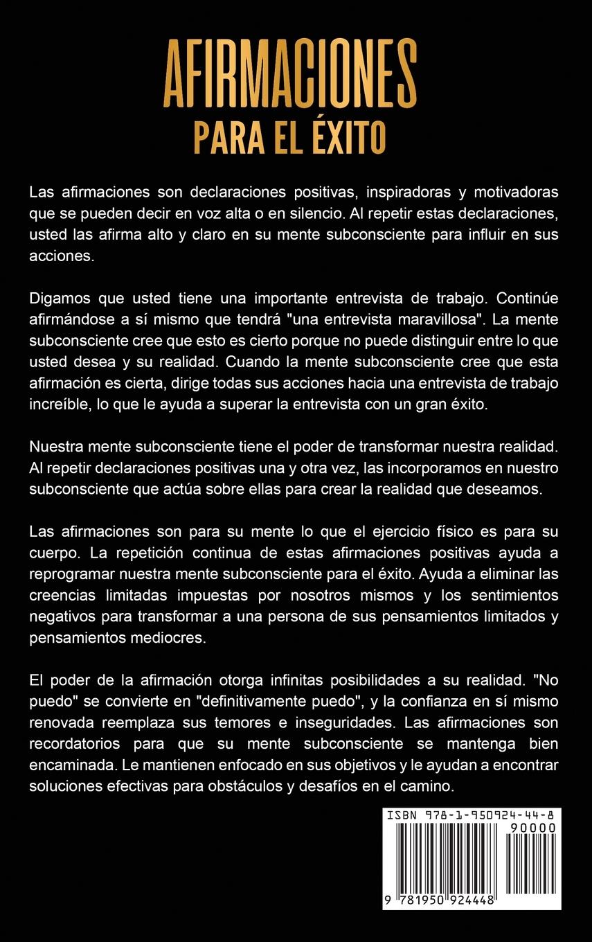 Rückseitencover Afirmaciones para el éxito