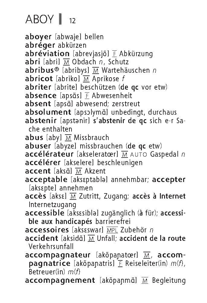 Beispielinhalt (Bild) Langenscheidt Reisewörterbuch Französisch
