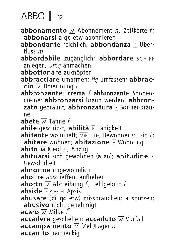 Beispielinhalt (Bild) Langenscheidt Reisewörterbuch Italienisch