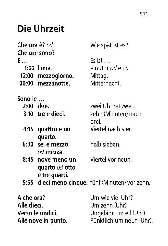 Beispielinhalt (Bild) Langenscheidt Reisewörterbuch Italienisch