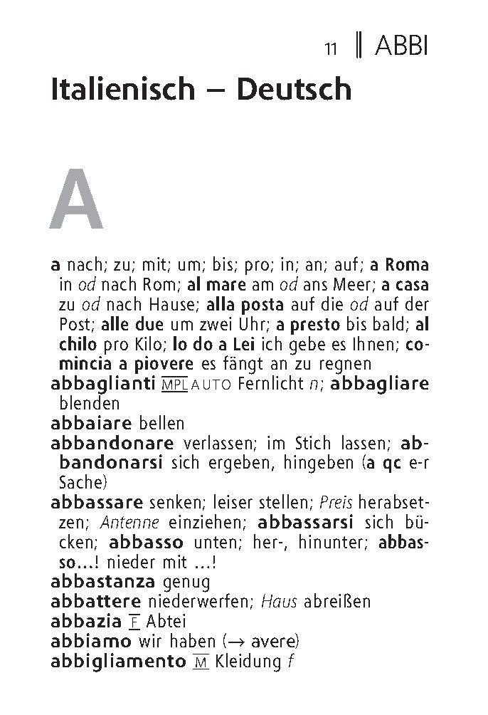 Beispielinhalt (Bild) Langenscheidt Reisewörterbuch Italienisch