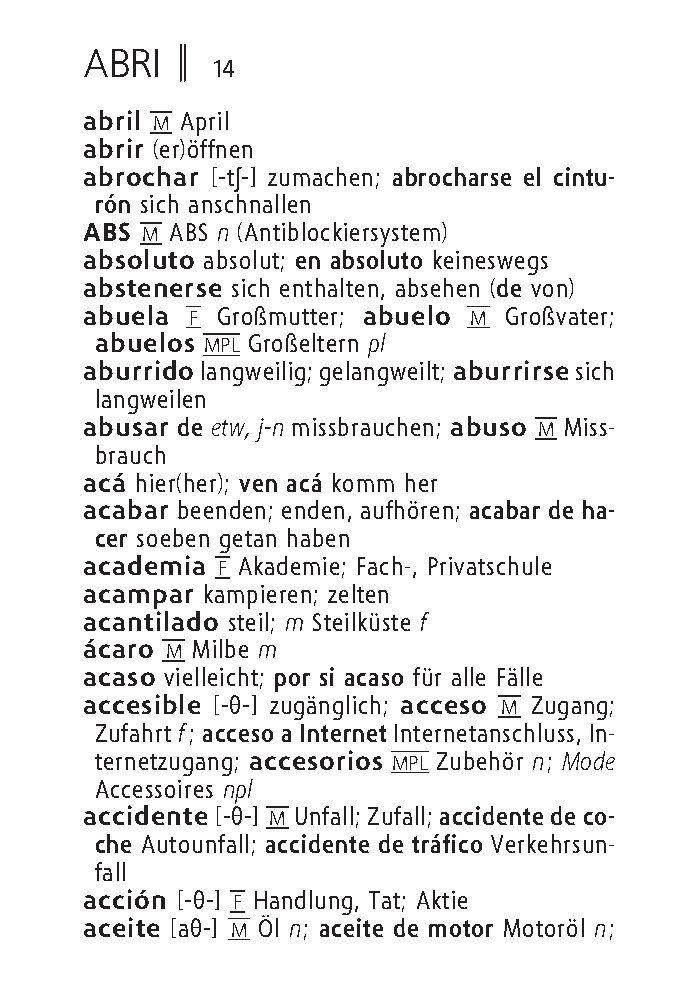 Beispielinhalt (Bild) Langenscheidt Reisewörterbuch Spanisch