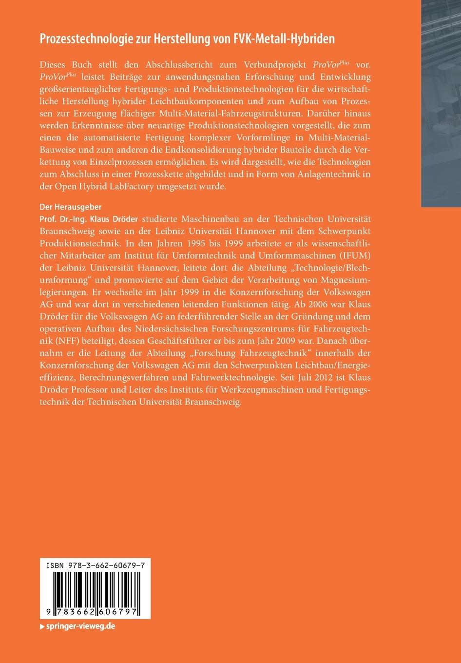 Rückseitencover Prozesstechnologie zur Herstellung von FVK-Metall-Hybriden