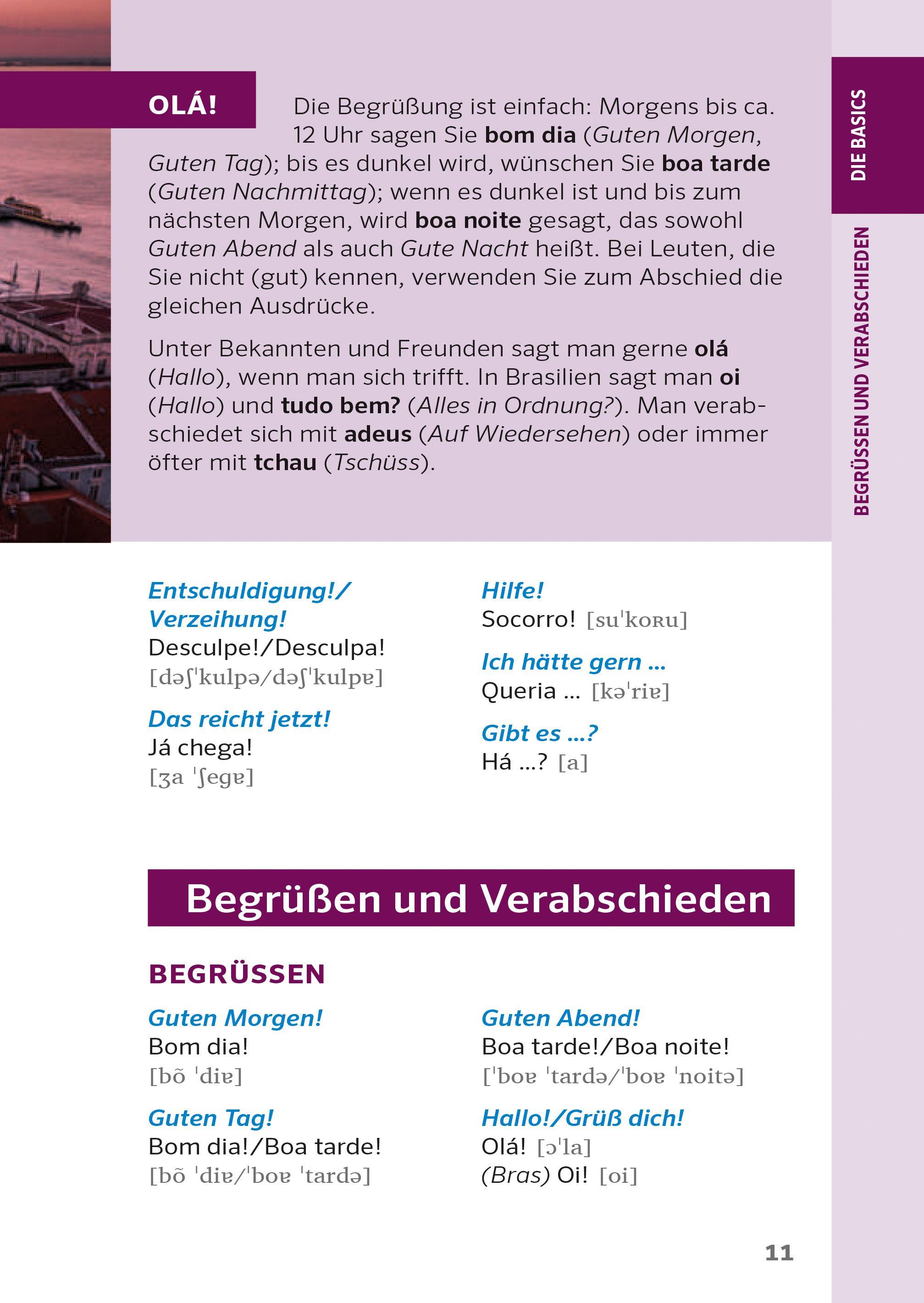 Beispielinhalt (Bild) PONS Praxis-Sprachführer Portugiesisch