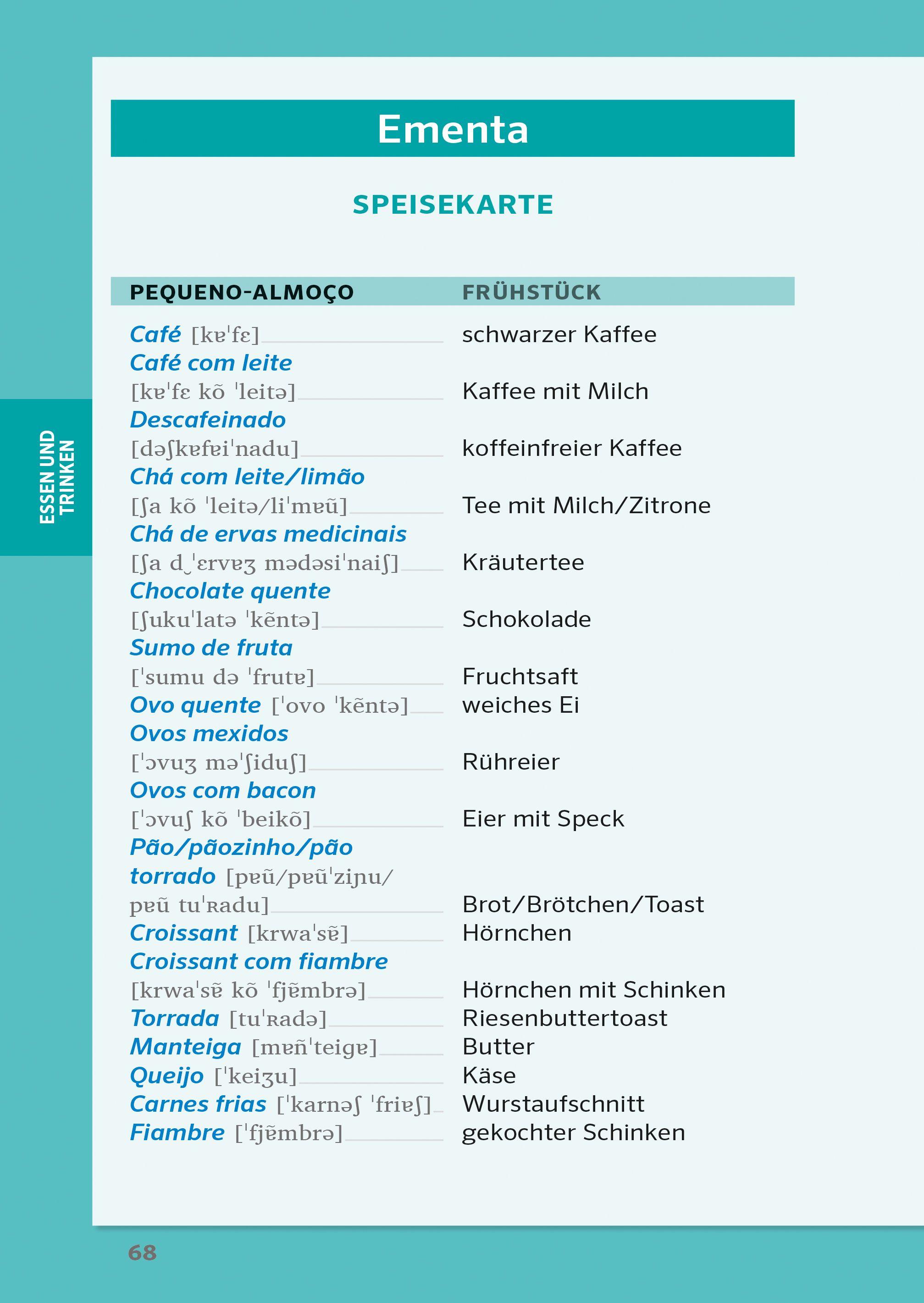 Beispielinhalt (Bild) PONS Praxis-Sprachführer Portugiesisch