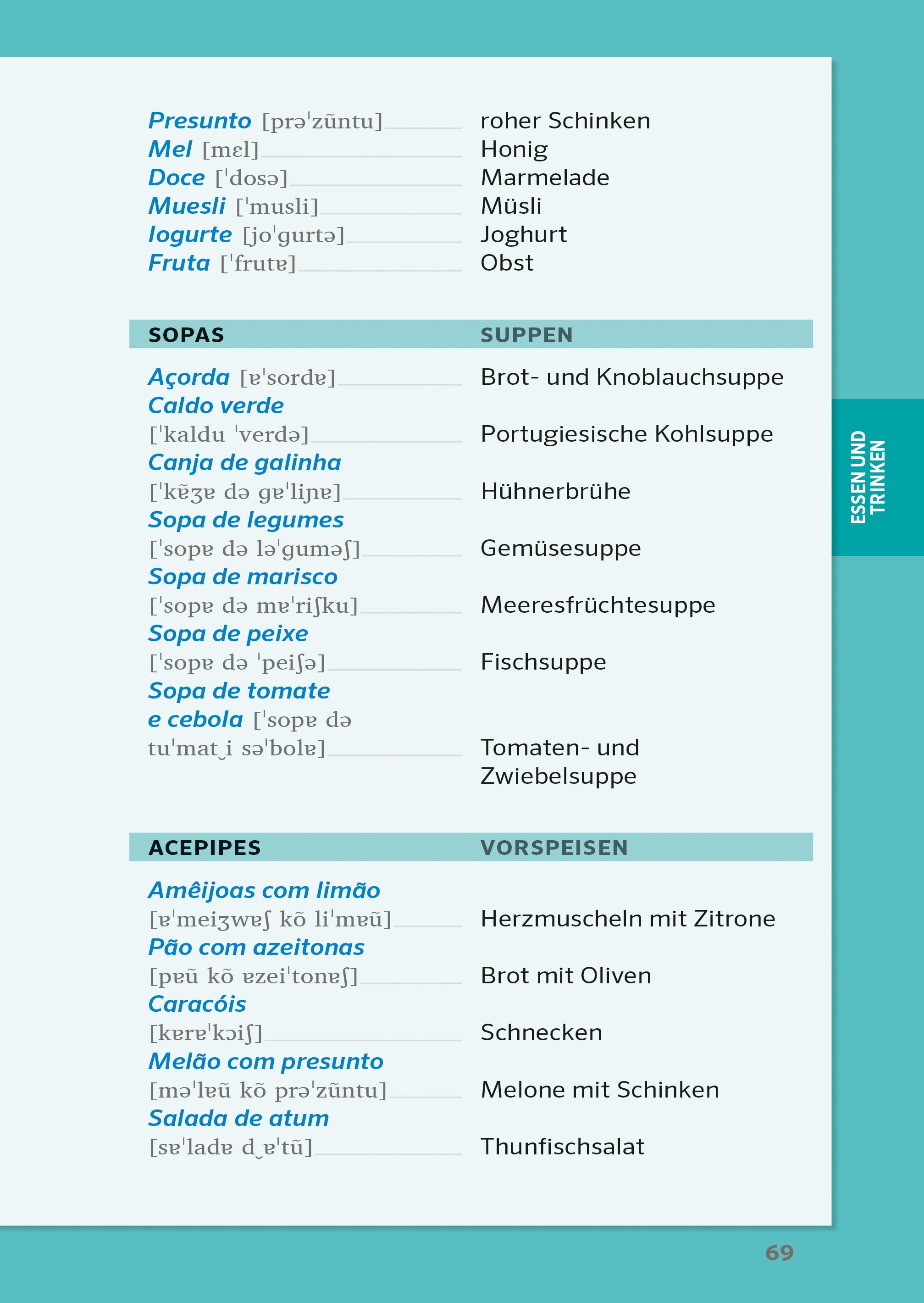 Beispielinhalt (Bild) PONS Praxis-Sprachführer Portugiesisch