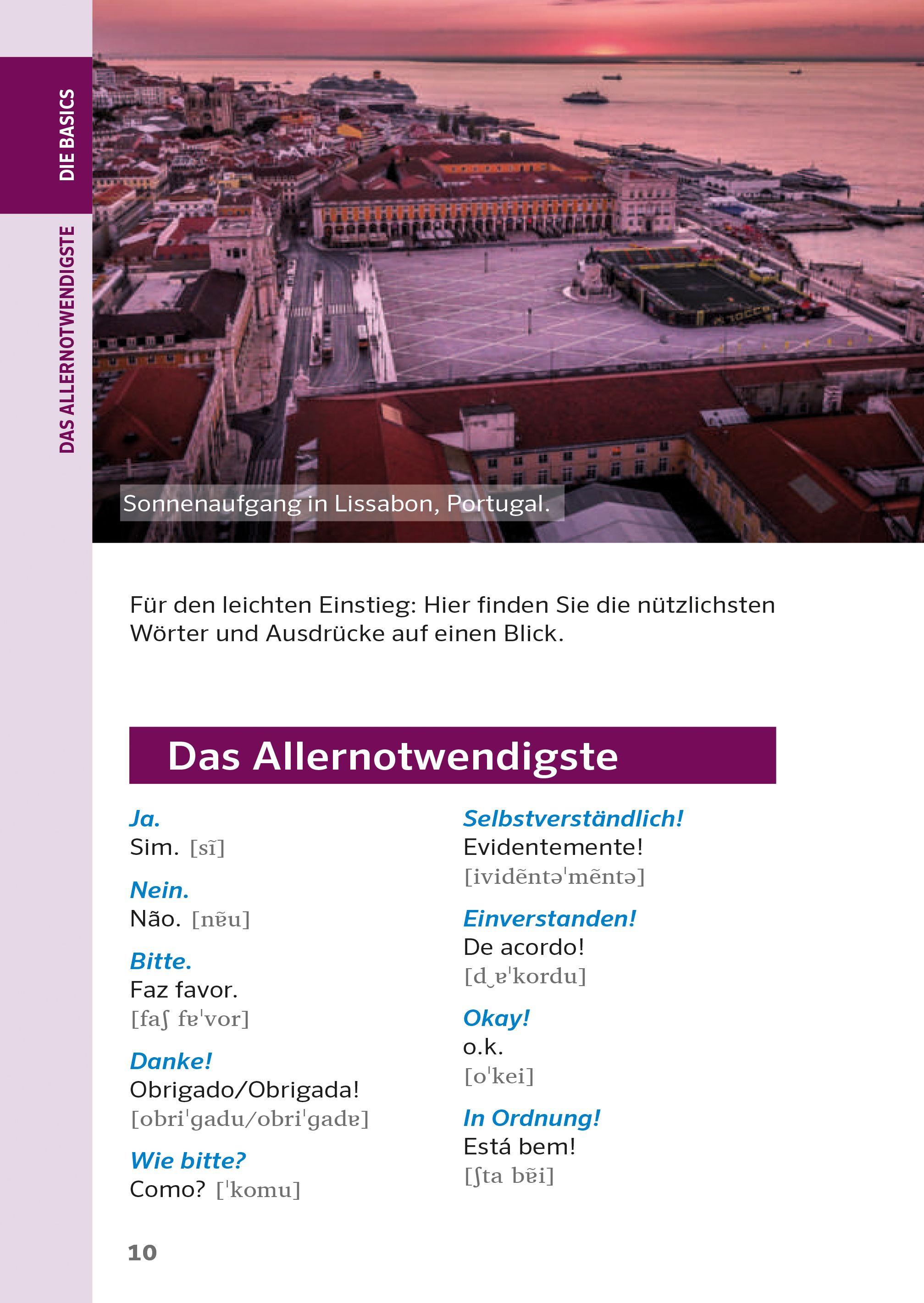 Beispielinhalt (Bild) PONS Praxis-Sprachführer Portugiesisch