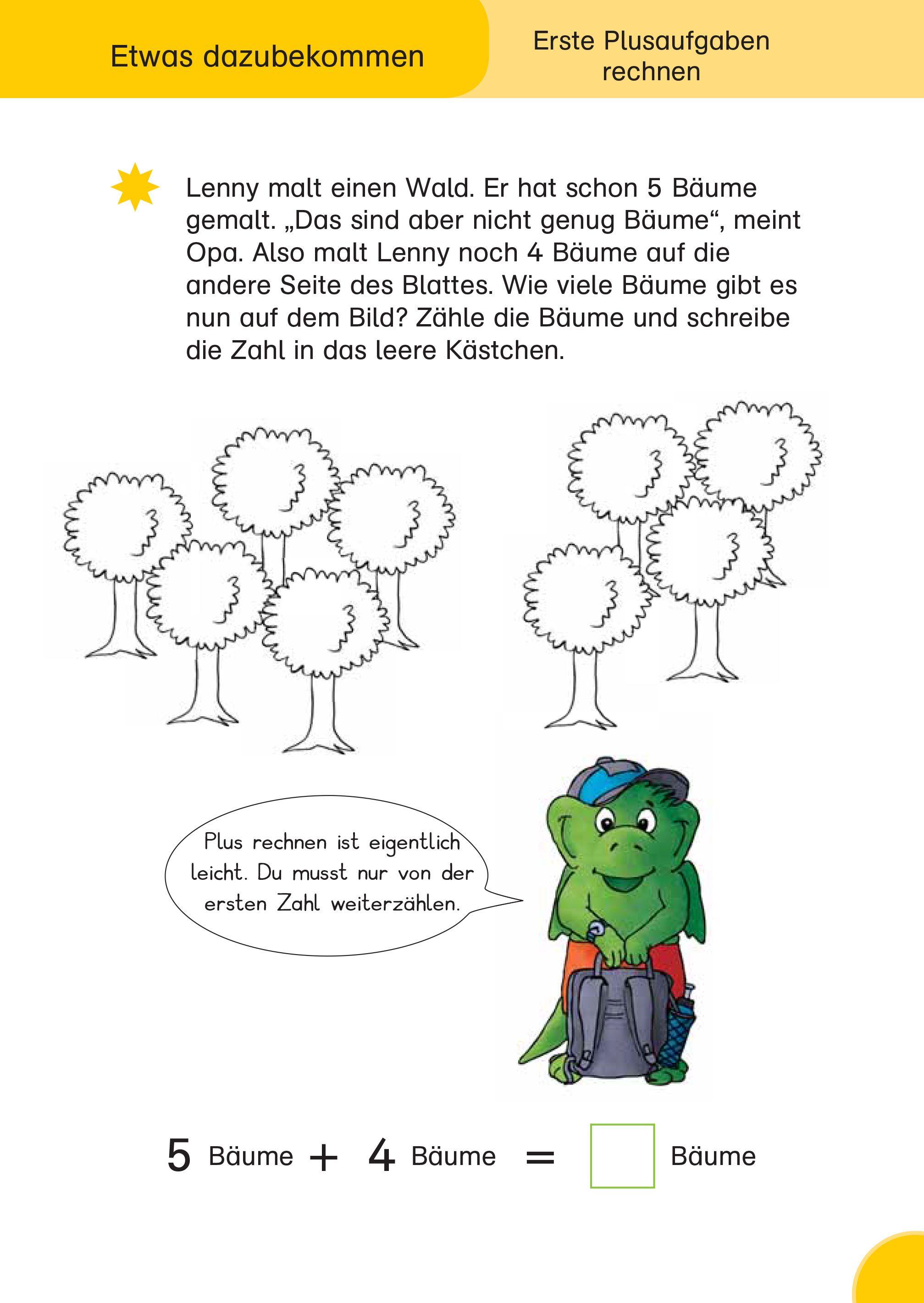 Beispielinhalt (Bild) Die kleinen Lerndrachen: Fit für den Schulstart: Mein großer Vorschulblock Erstes Rechnen, Konzentration