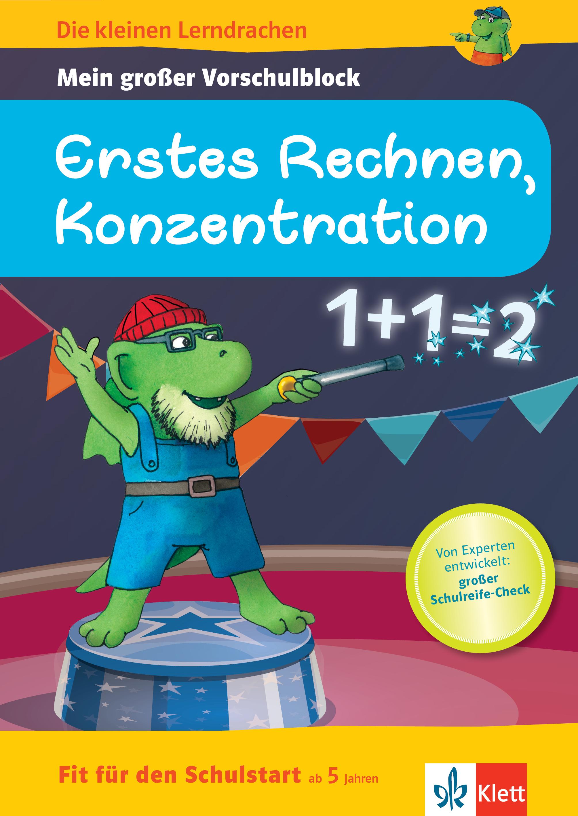 Vorderes Coverbild Die kleinen Lerndrachen: Fit für den Schulstart: Mein großer Vorschulblock Erstes Rechnen, Konzentration