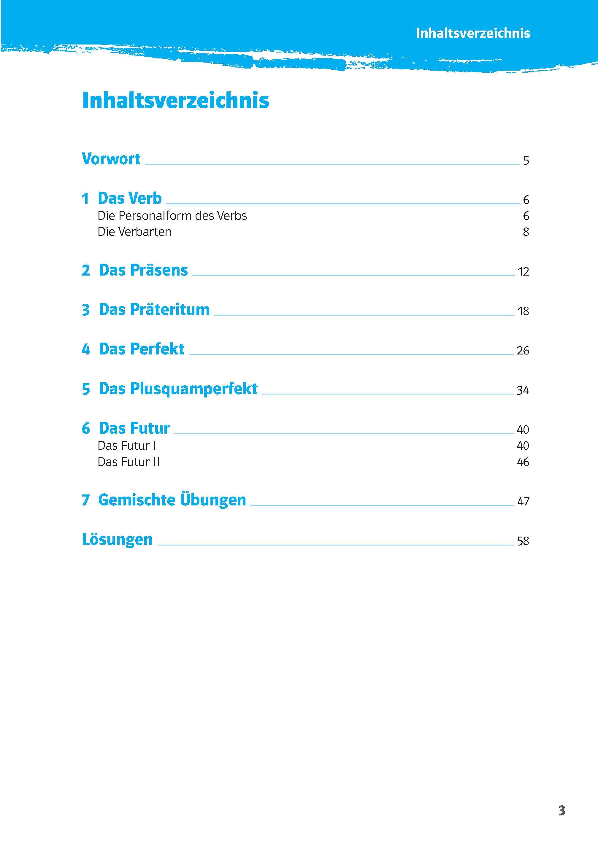 Beispielinhalt (Bild) 10-Minuten-Training Deutsch Grammatik Zeiten 5. - 7. Klasse