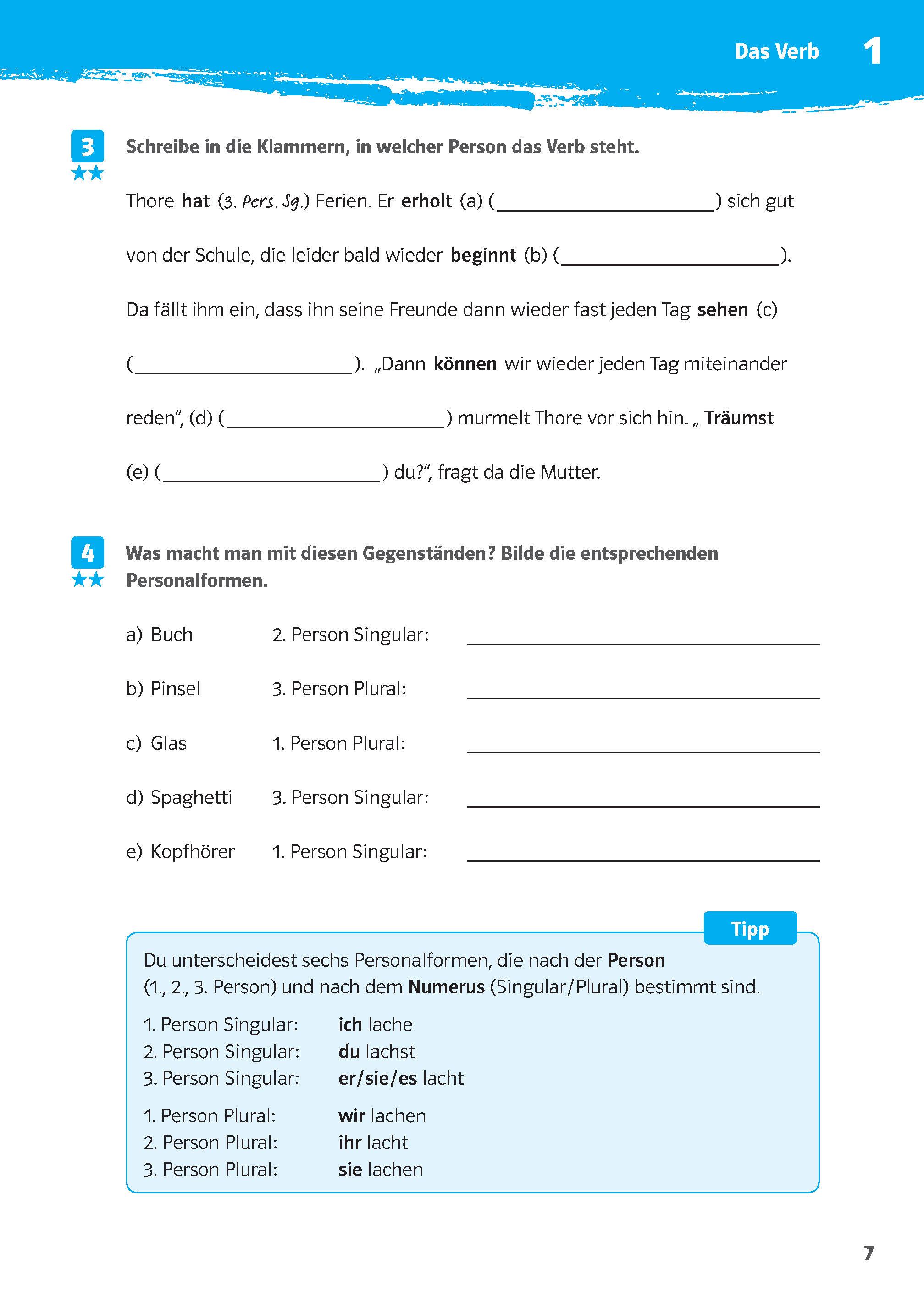 Beispielinhalt (Bild) 10-Minuten-Training Deutsch Grammatik Zeiten 5. - 7. Klasse
