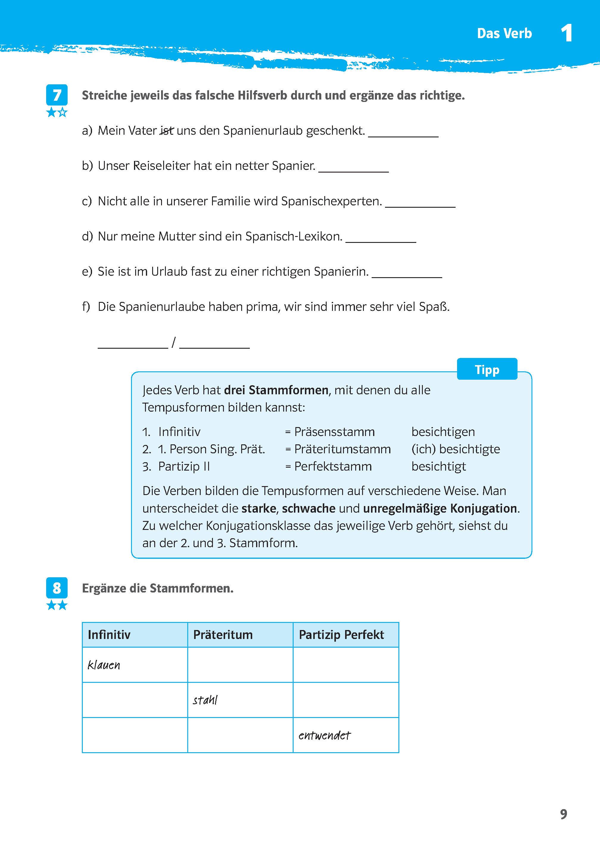 Beispielinhalt (Bild) 10-Minuten-Training Deutsch Grammatik Zeiten 5. - 7. Klasse