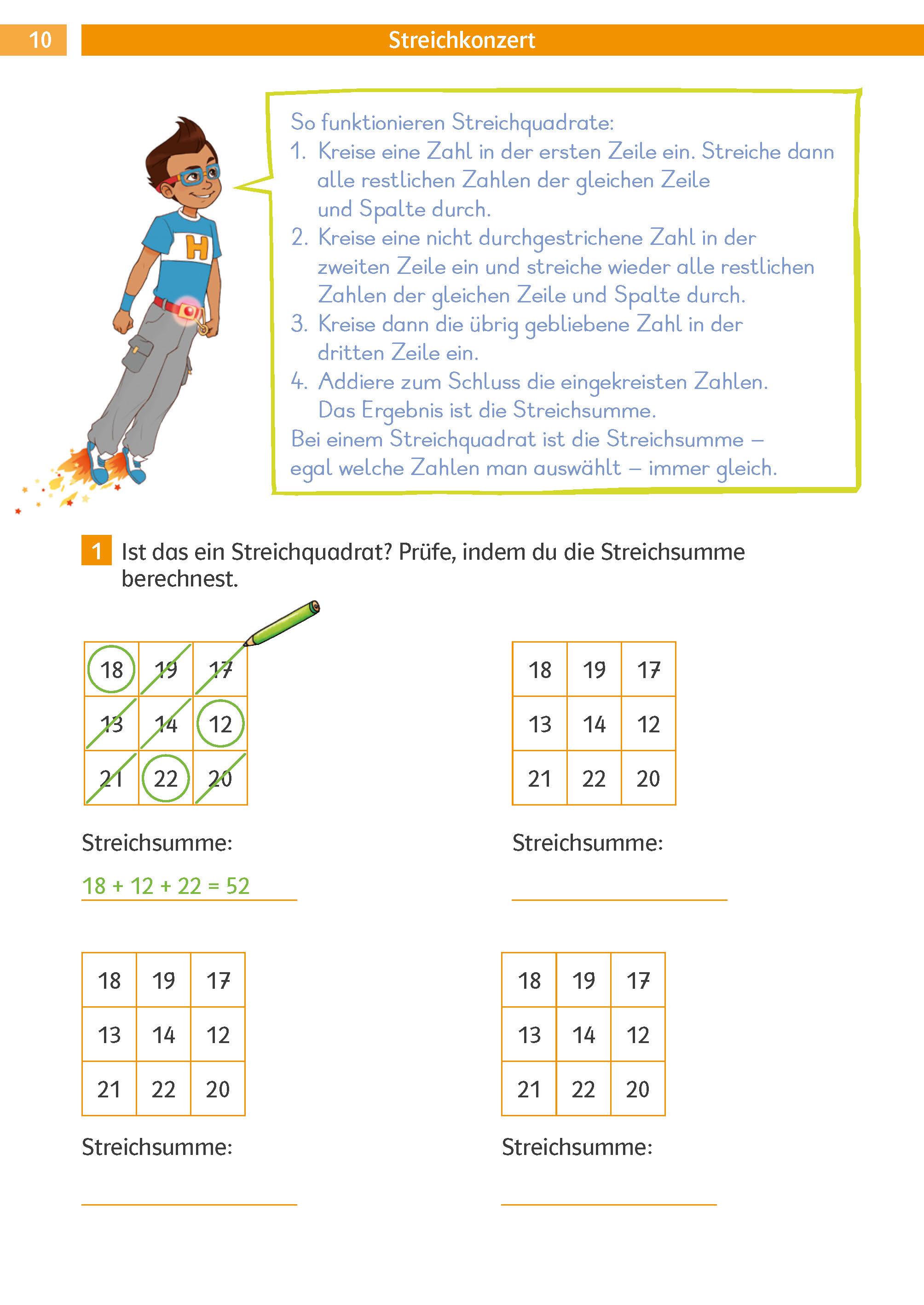 Beispielinhalt (Bild) Die Mathe-Helden Knobelaufgaben für Mathe-Helden 3. Klasse