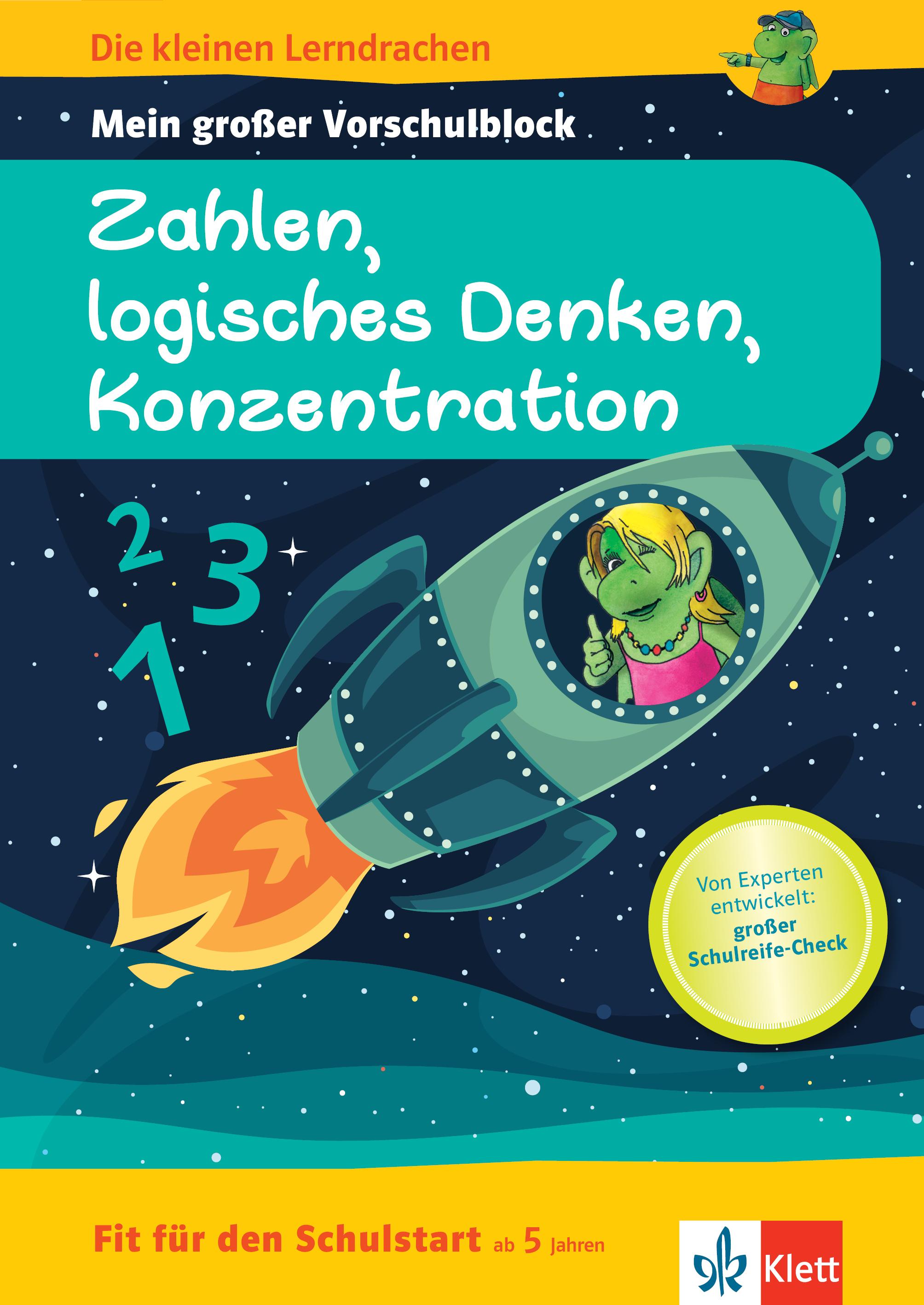 Vorderes Coverbild Die kleinen Lerndrachen: Fit für den Schulstart: Mein großer Vorschulblock Zahlen, logisches Denken, Konzentration